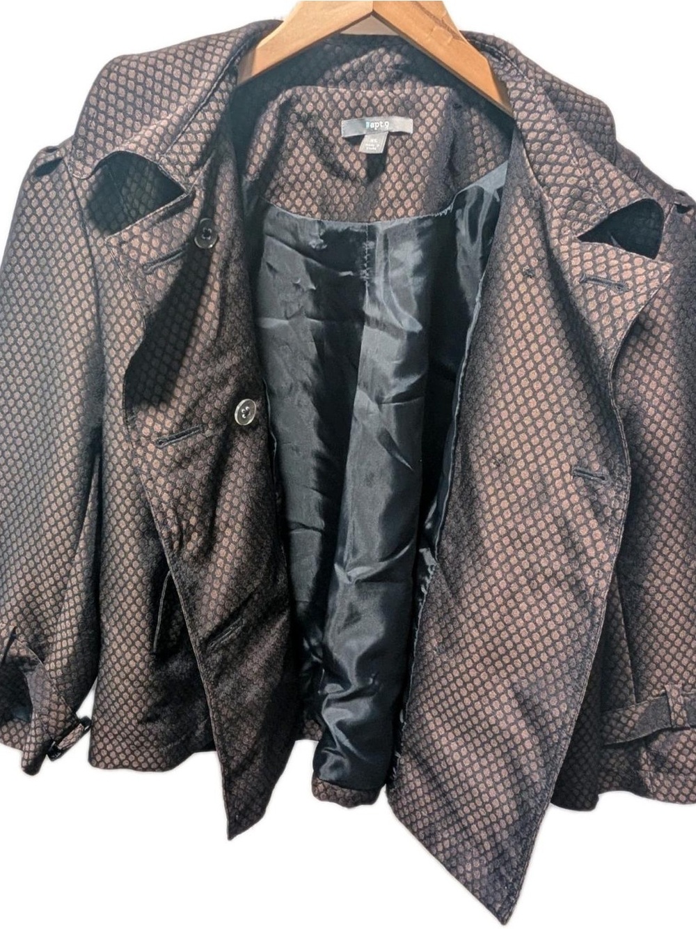 APT.9 ~ Double Breasted ~ Jacket ~ The Shiny Brown Pattern is so Pretty ~ Sz Lg - Picture 6 of 10